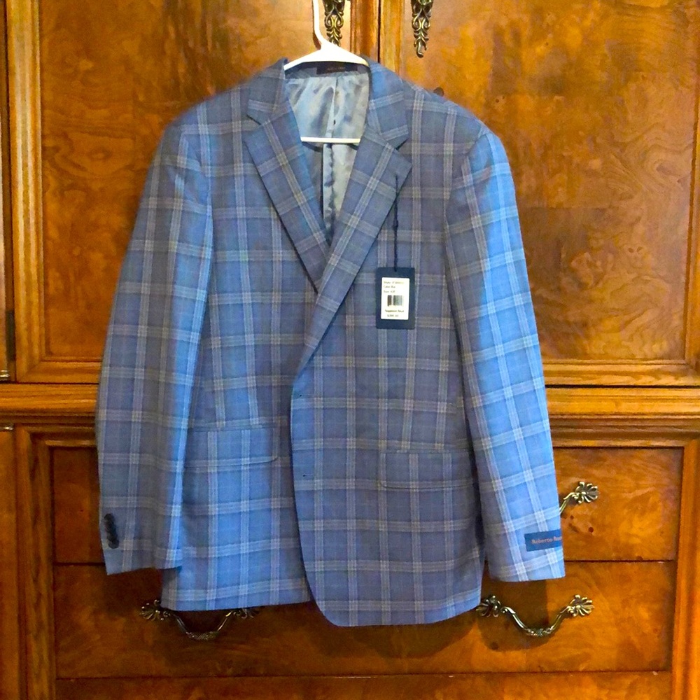 Plaid Blue and Yellow Suit Jacket